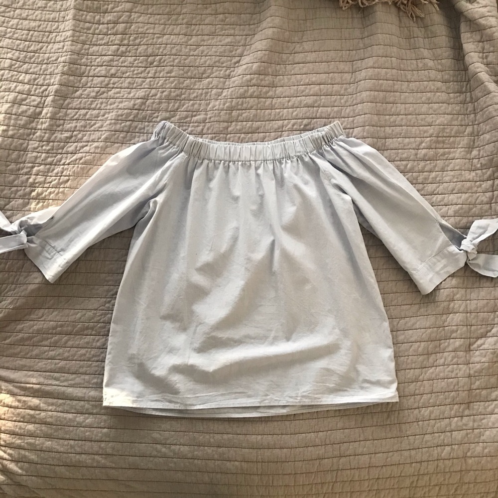 H&M Light Blue Off The Shoulder Top